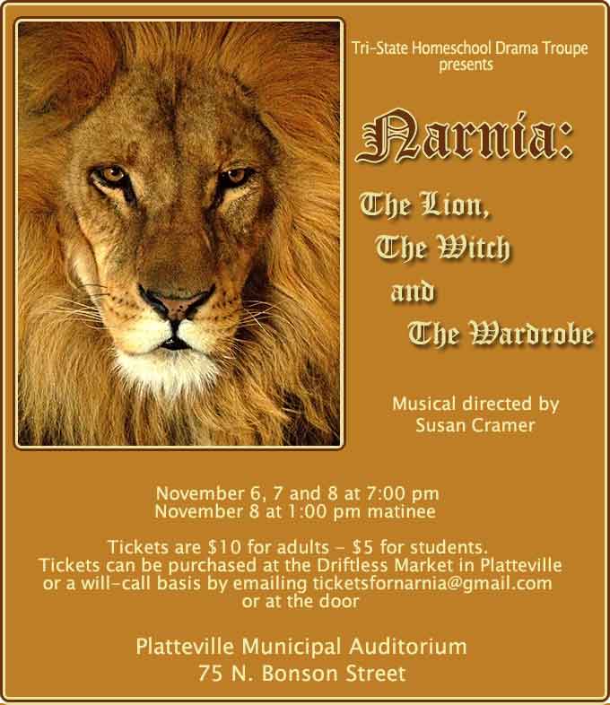 Narnia poster  (Lion image � Nevit Dilmen via Wikimedia Commons)